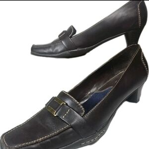 Women's Aresoles Brn Leather Heels Sz 8.5M Cottage Y2k Work to Night Comfy[1C